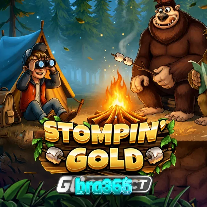 Explorador Jack Tracker em uma floresta densa buscando o Bigfoot no slot Stompin' Gold